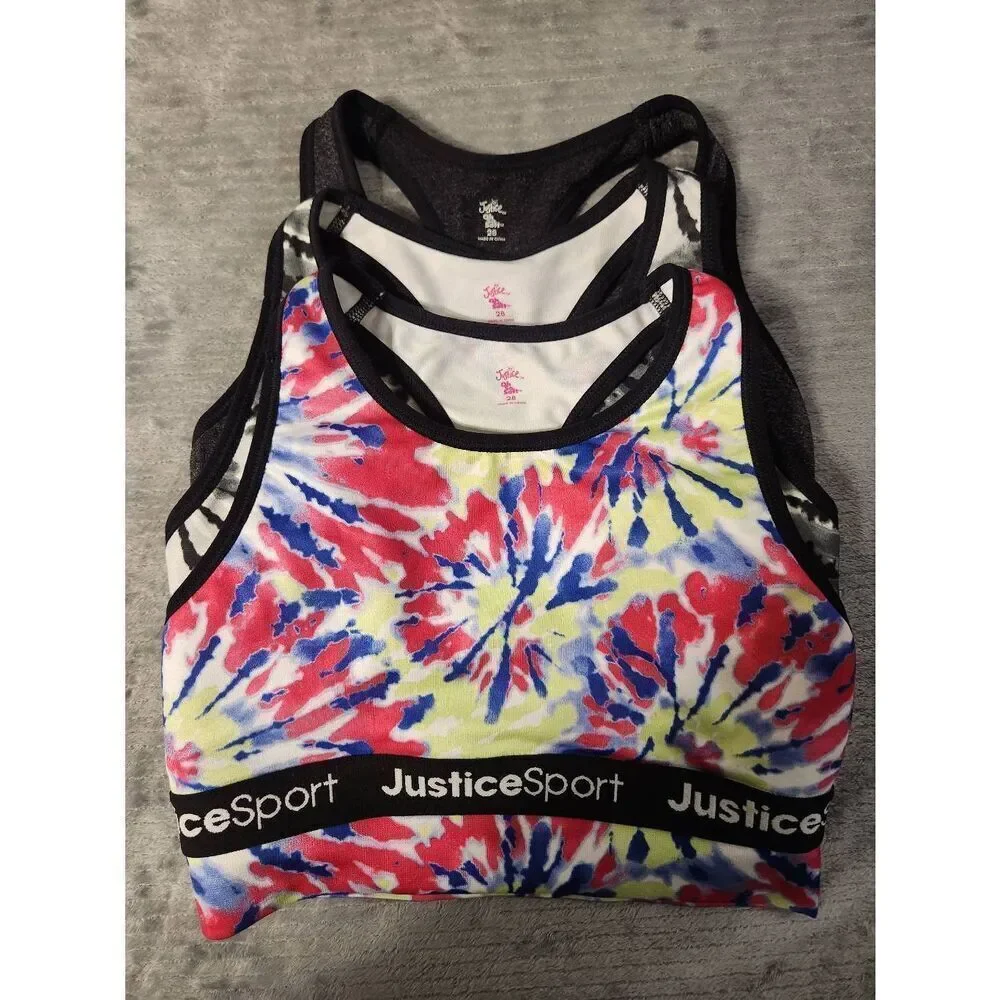 Lot of 3 Justice Girls' Seamless Longline Bra Size 28